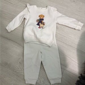 Ralph Lauren White Baby Bear Sweatshirt & Jogger Set